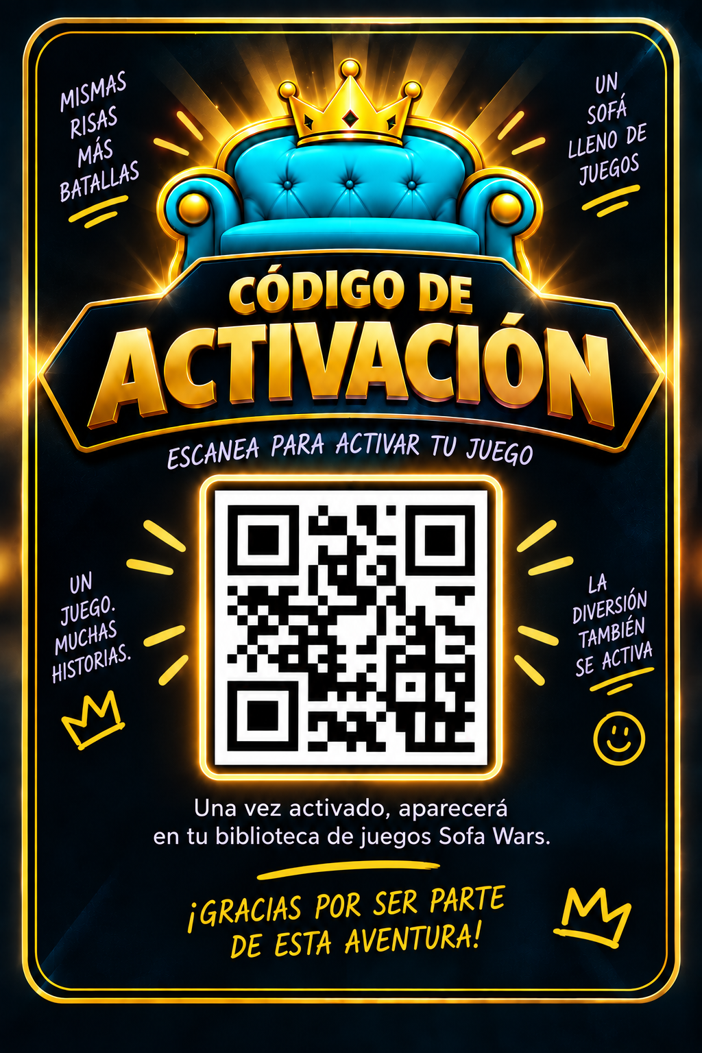 Carta de código de activación que encontrarás dentro de la caja